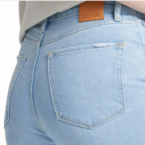 NWT DUER Women's High Rise Taper Denim Pant in Light Bleach 27" x 27" - Picture 4 of 10